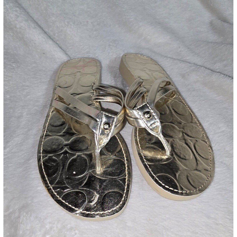 Coach Gold Sandals Flip Flops sz 5